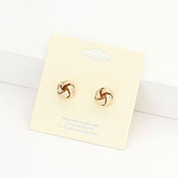 Textured Metal Love Knot Stud Earrings